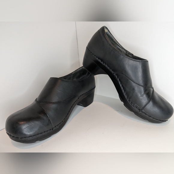 Dansko Stacie Black Leather Clogs Women's Size‎ 39 - Picture 2 of 12
